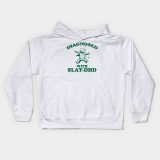 Diagnosed With Slay-DHD, Funny ADHD Shirt, Bear T Shirt, Dumb Y2k Shirt, Stupid Vintage Shirt, Mental Health Cartoon Tee, Silly Meme Kids Hoodie